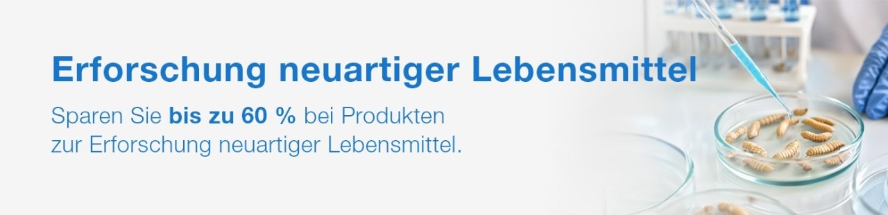 Novel Food Promotion Banner Novel Food Promotion Banner, Scientist doing test on edible insects in a petri dish